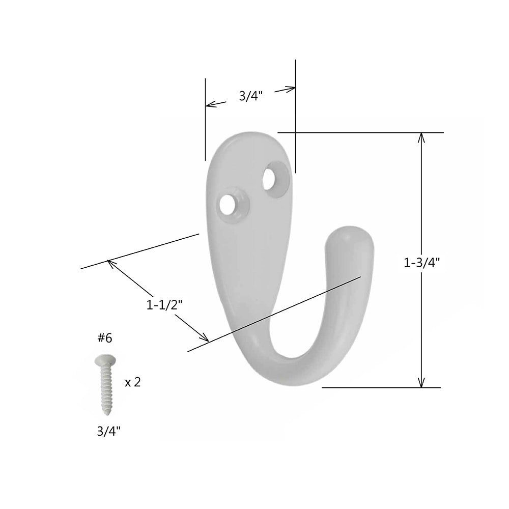 slide 5 of 5, RELIABILT Robe hooks White Single-Hook Wall Mount Towel Hook, 1 ct