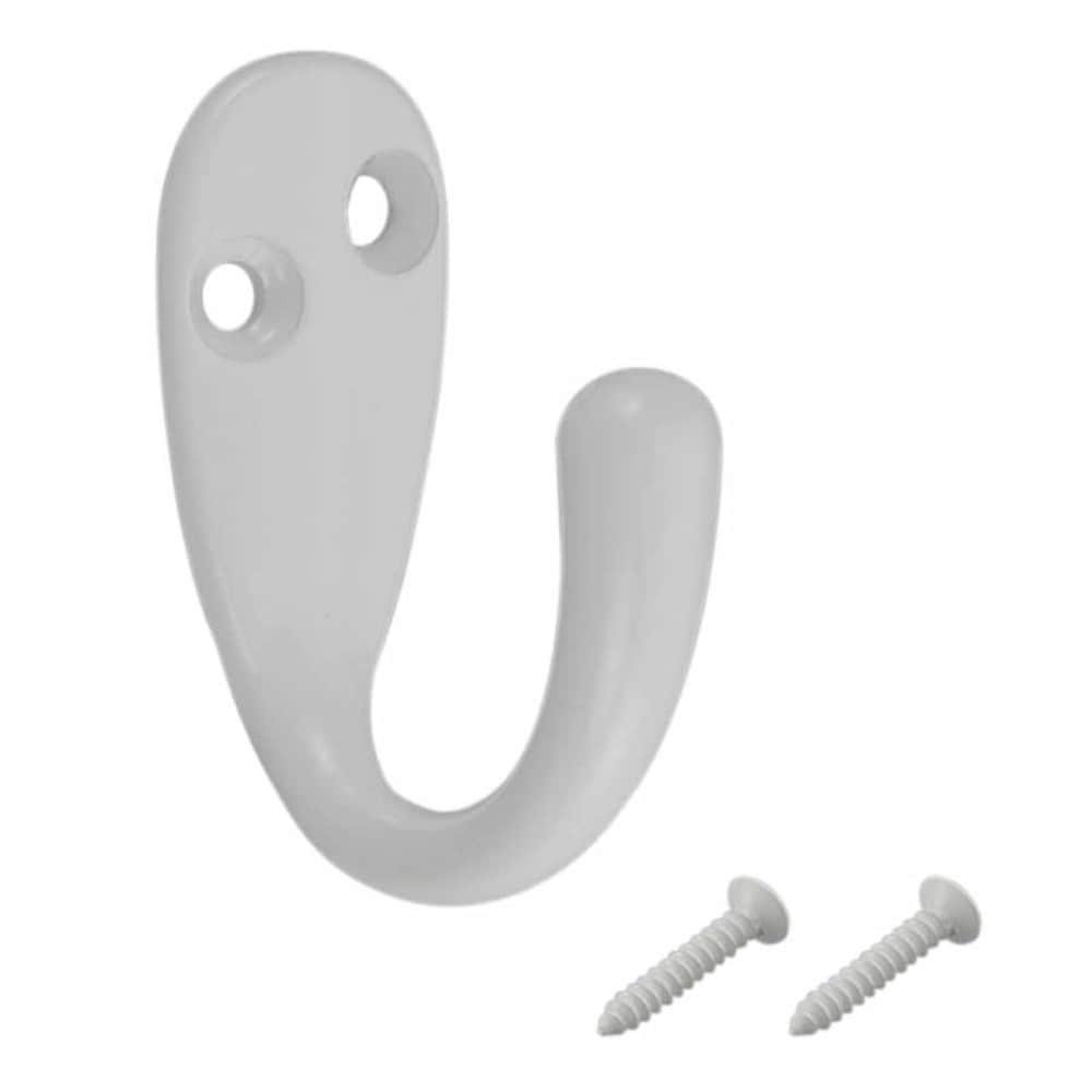 slide 1 of 5, RELIABILT Robe hooks White Single-Hook Wall Mount Towel Hook, 1 ct