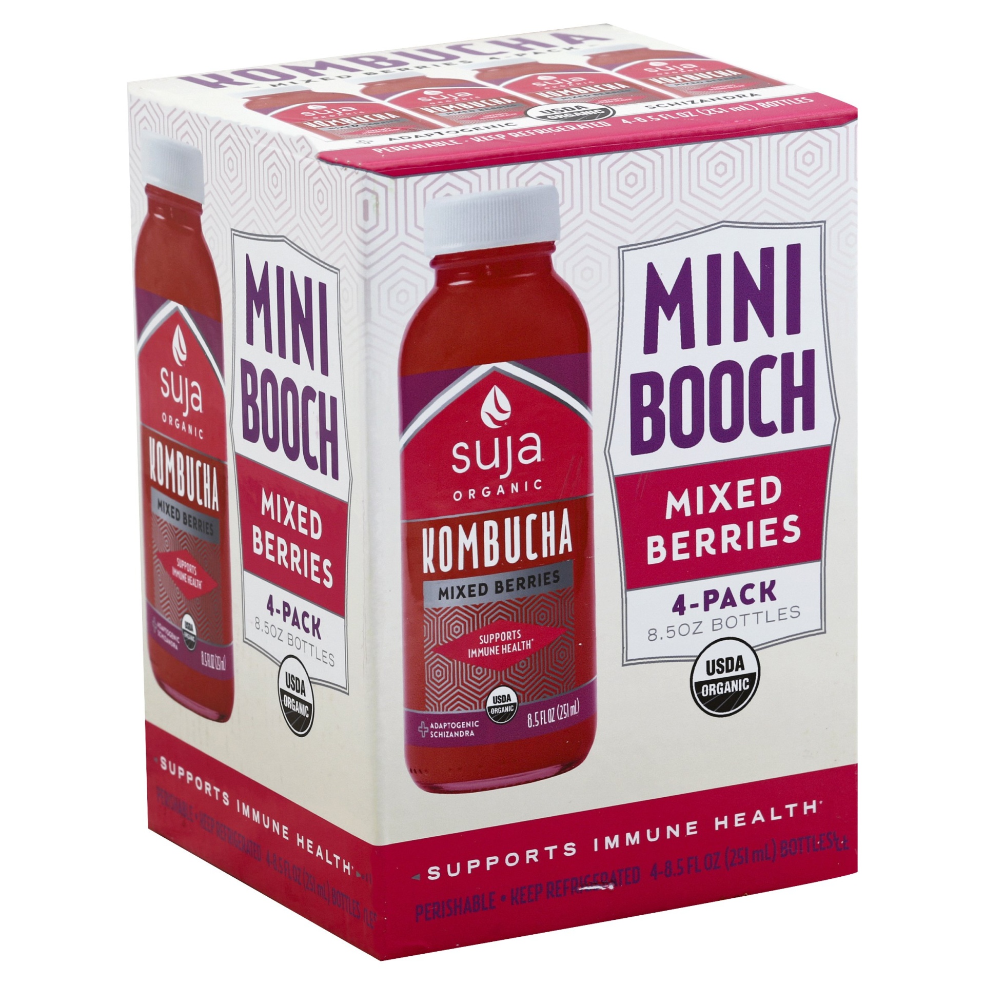 slide 1 of 1, Suja Organic Mini Booch Mixed Berries Kombucha, 4 ct; 8.5 fl oz