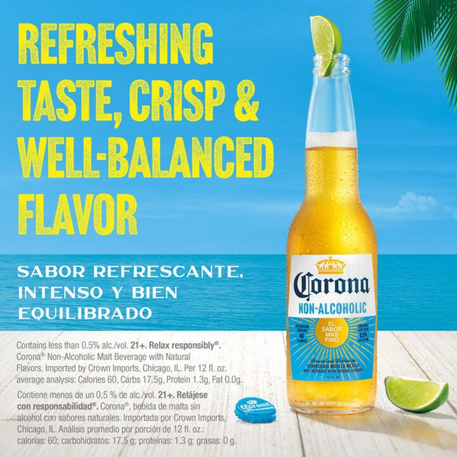 slide 6 of 8, Corona Non-Alcoholic Malt Beverage Mexican Brew, 6 pk 12 fl oz Bottles, less than 0.5% ABV, 6 ct