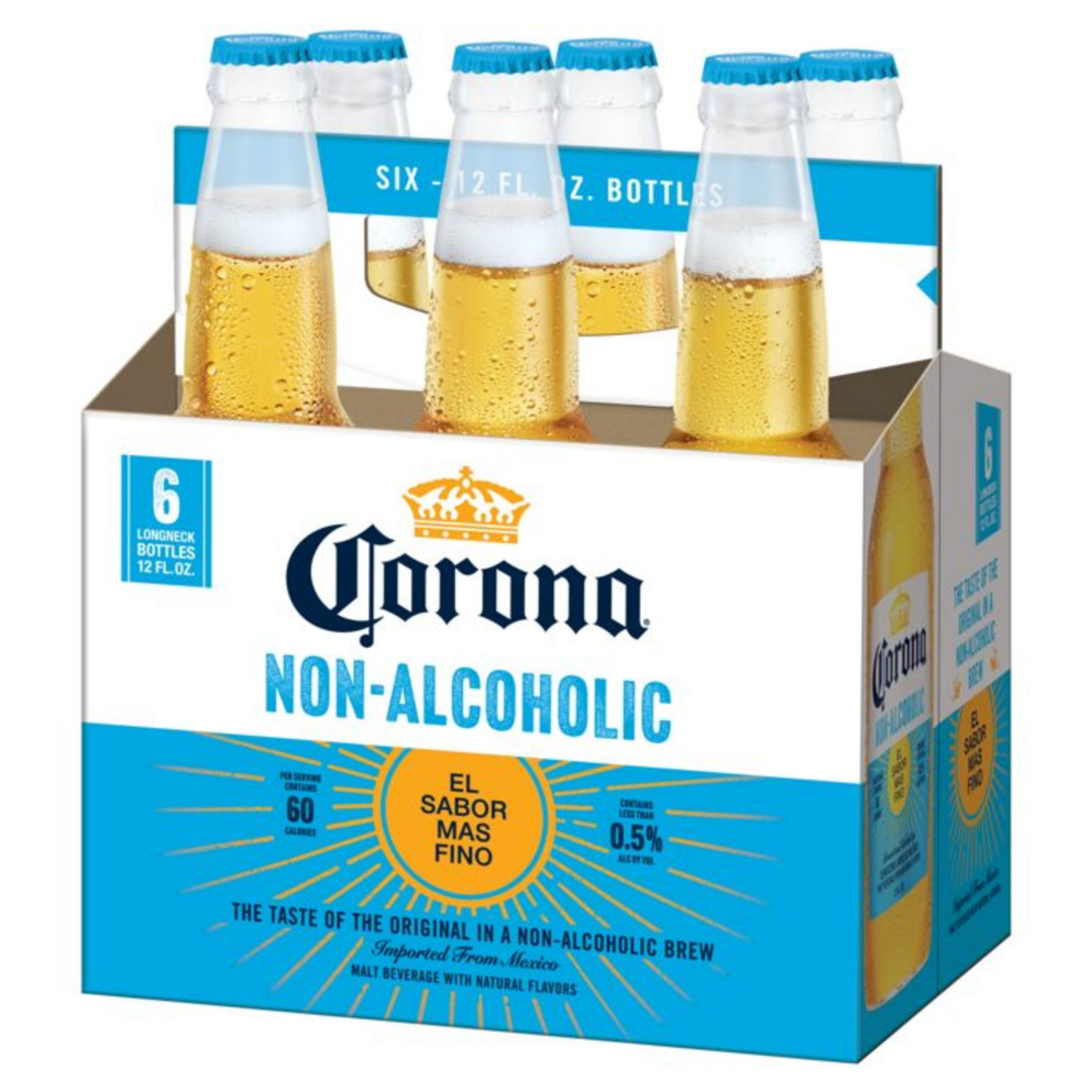 slide 8 of 8, Corona Non-Alcoholic Malt Beverage Mexican Brew, 6 pk 12 fl oz Bottles, less than 0.5% ABV, 6 ct