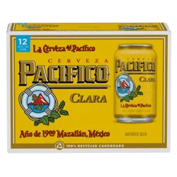Pacifico Clara Mexican Lager Beer, 12 pk 12 fl oz Cans, 4.4% ABV