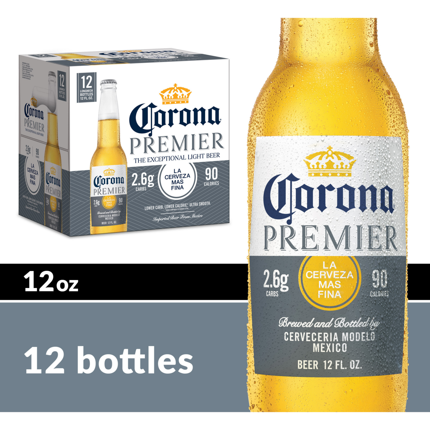 slide 2 of 8, Corona Premier Mexican Lager Light Beer, 12 pk 12 fl oz Bottles, 4.0% ABV, 12 ct