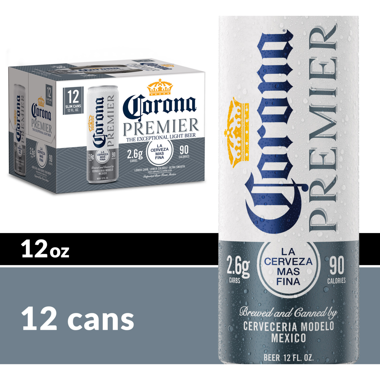 slide 2 of 8, Corona Premier Mexican Lager Import Light Beer, 12 ct; 12 fl oz