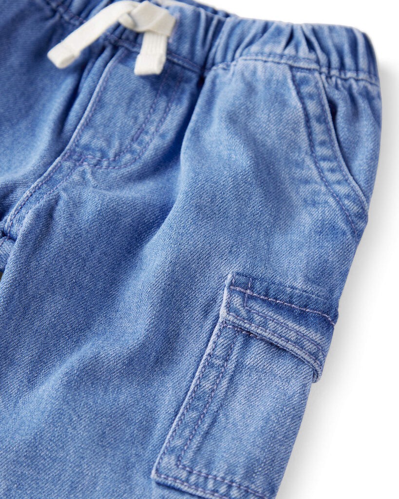 slide 2 of 5, Littleplanet Baby Organic Cotton Chambray Cargo Pants Blue Ozone Wash 24M, 1 ct