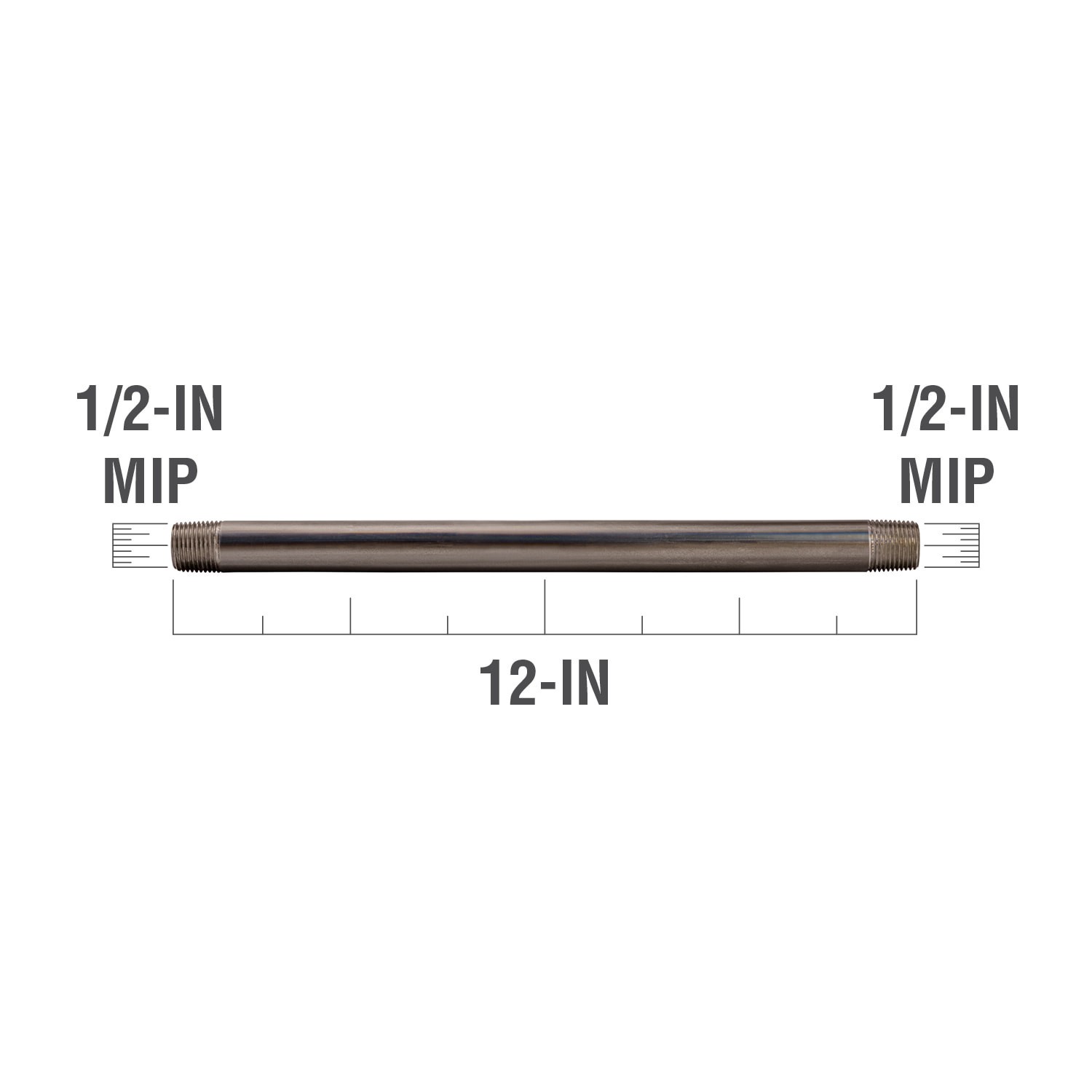 slide 4 of 6, RELIABILT 1/2-in x 12-in Black Steel Nipple, 1 ct