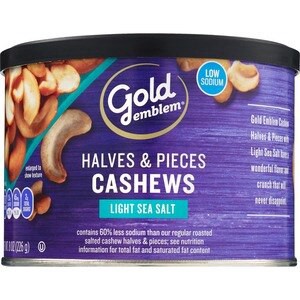slide 1 of 1, Gold Emblem Cashew Halves And Pieces Lightly Salted, 8 Oz, 1 ct