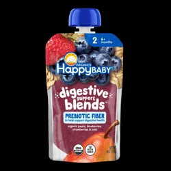 Happy Baby Digestive Support Blends Organic Pears Blueberries Strawberries & Oats Pouch 4 oz