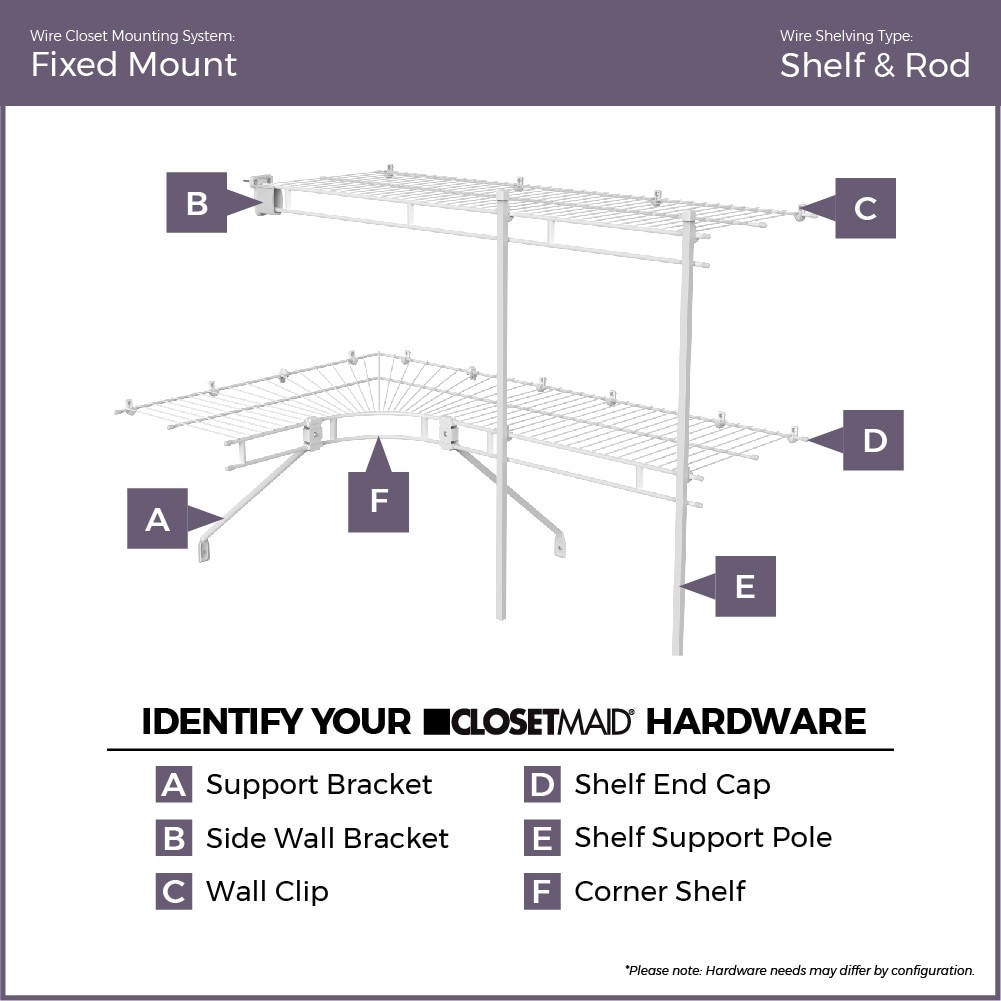 slide 6 of 6, ClosetMaid Fixed Mount 12-Pack White Resin Wire Closet Hardware Bracket, 1 ct