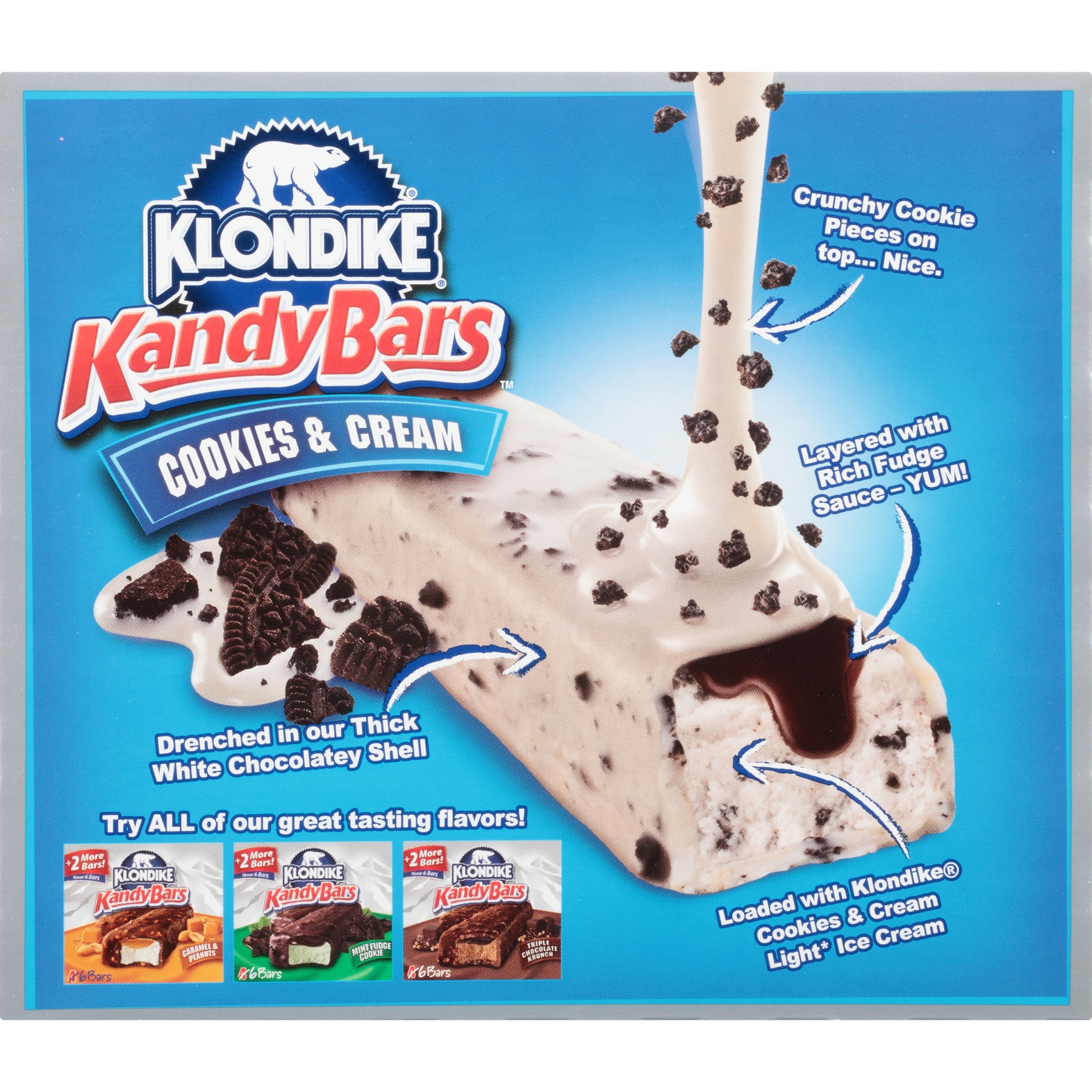 slide 6 of 8, Klondike Kandy Bars Cookies & Cream Ice Cream Bars 6 ct Box, 16.5 fl oz