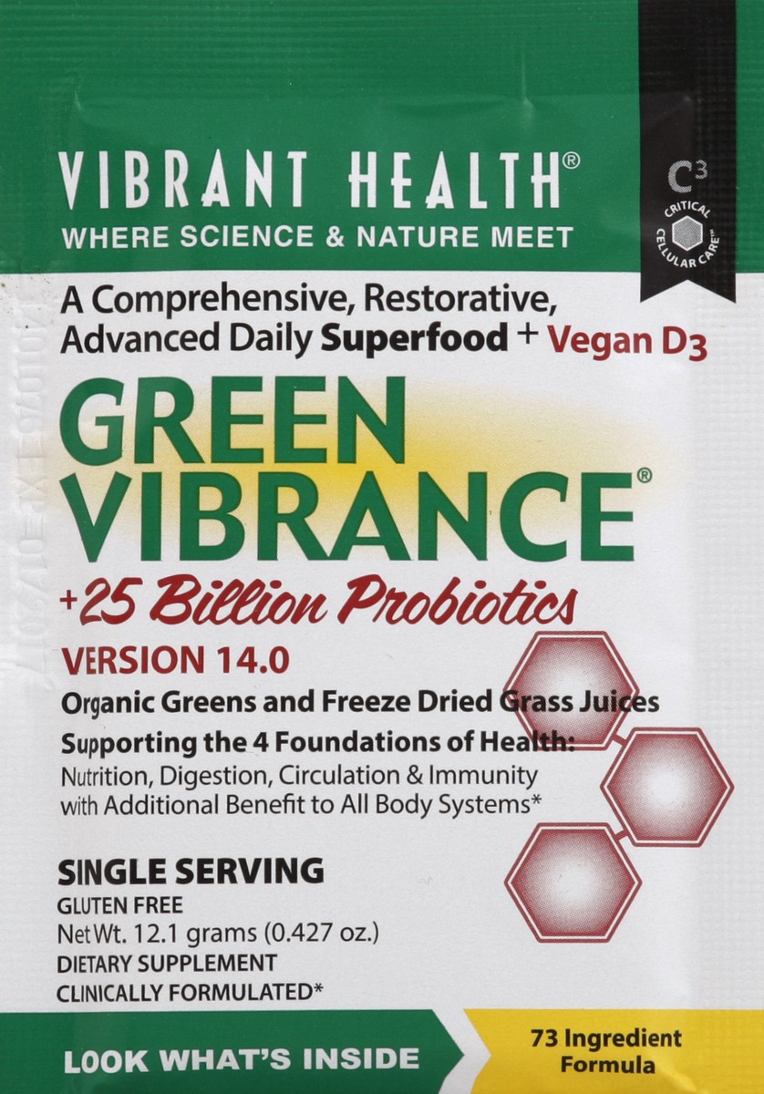 slide 1 of 1, Vibrant Health Green Vibrance Plant-based Superfood Powder Single Packet, 0.42 oz