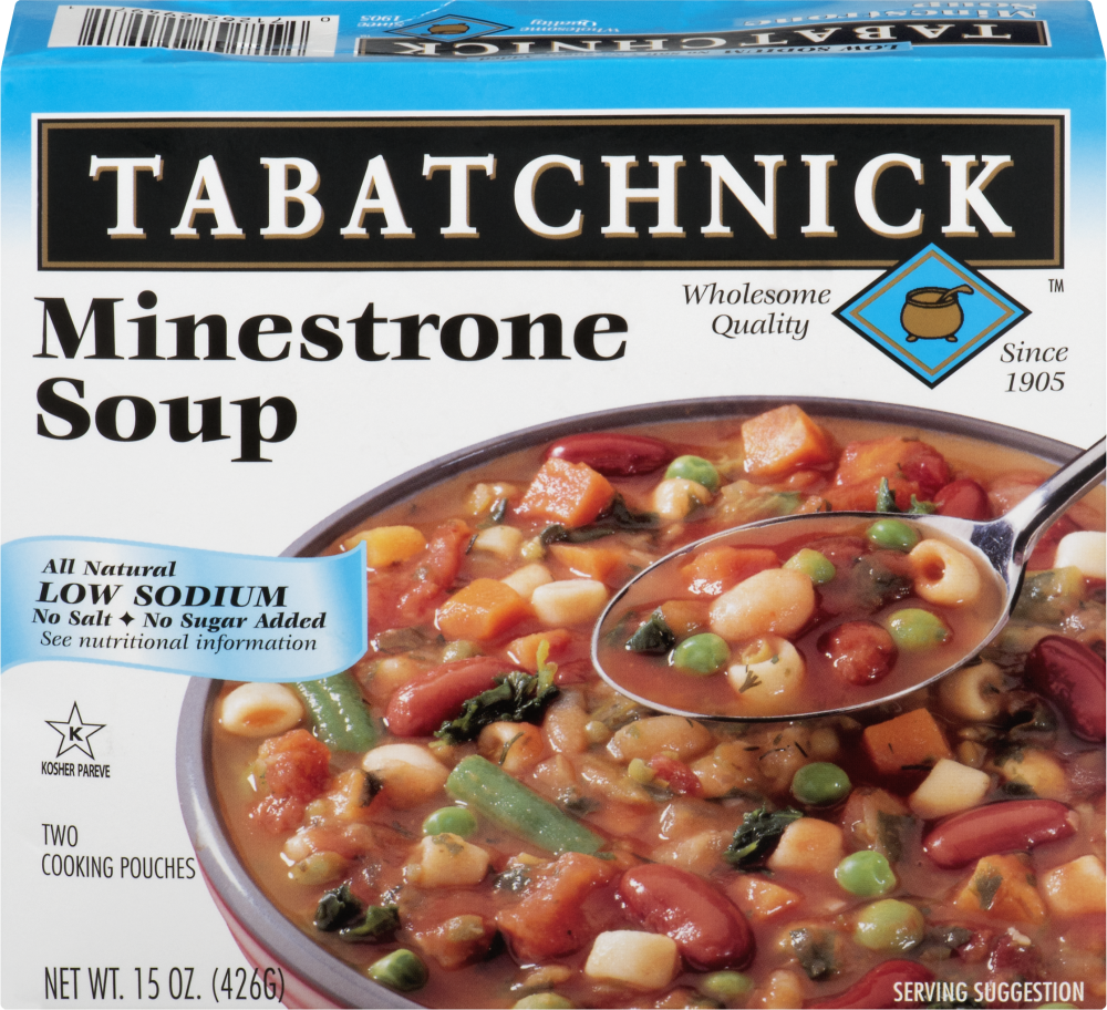 slide 1 of 1, Tabatchnick Minestrone Low Sodium Soup, 15 oz