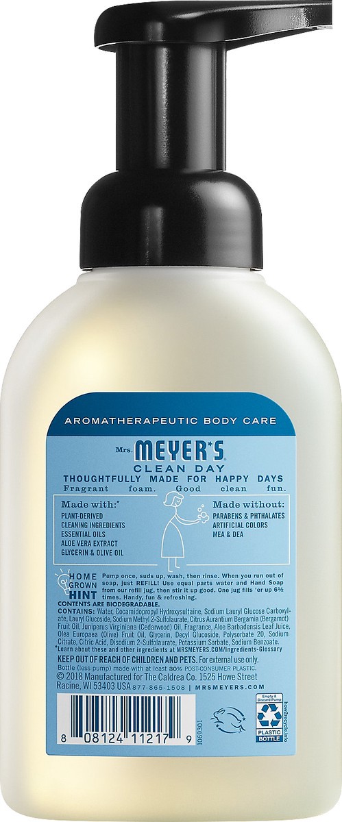 slide 3 of 3, Mrs. Meyer's Clean Day Foaming Hand Soap, Rain Water Scent, 10 Ounce Bottle, 10 fl oz