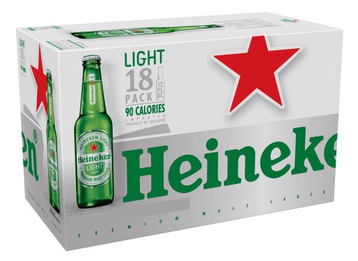 slide 1 of 1, Heineken Light Lager Beer, 18 Pack, 12 fl oz Bottles, 12 oz