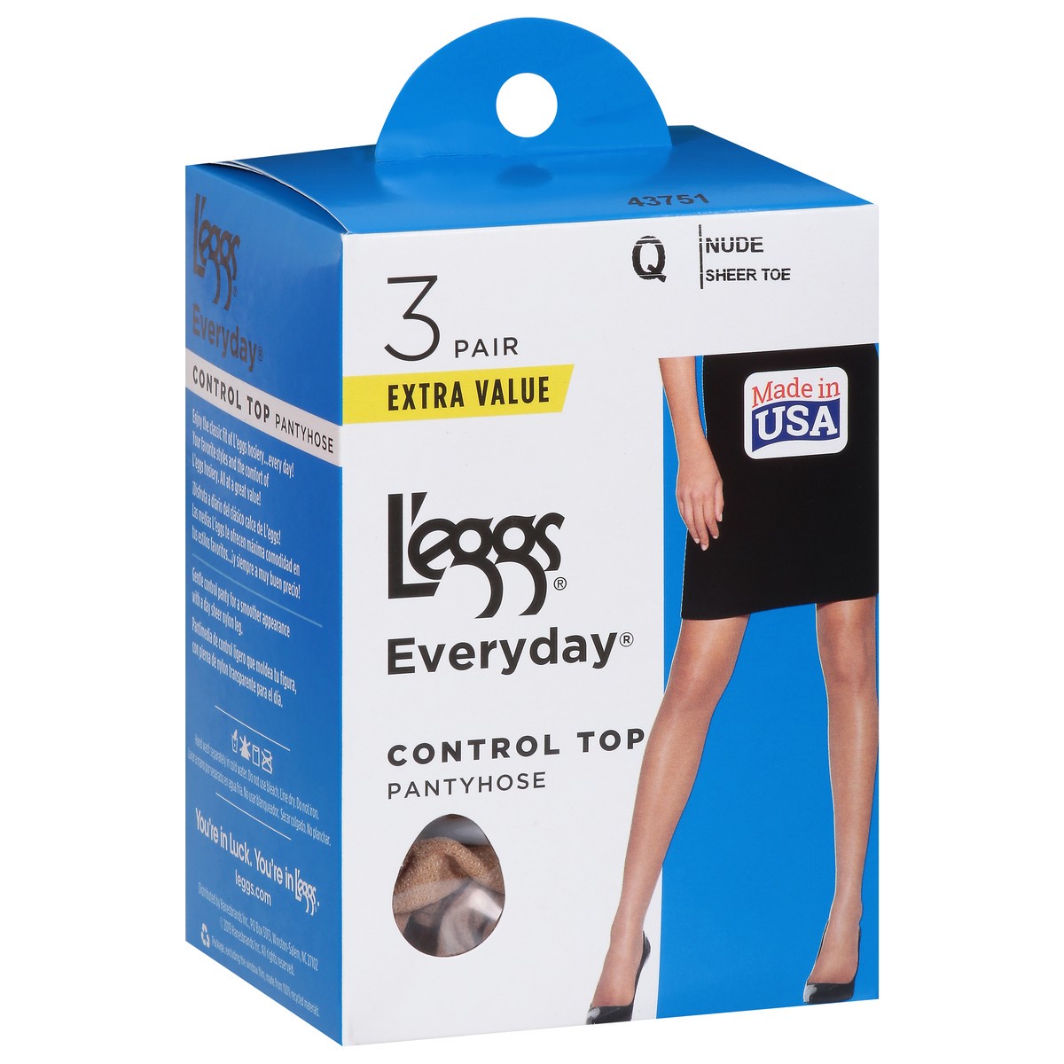 slide 11 of 12, L'eggs Everyday Nude Control Top Pantyhose Q Extra Value 3 ea, 3 ct