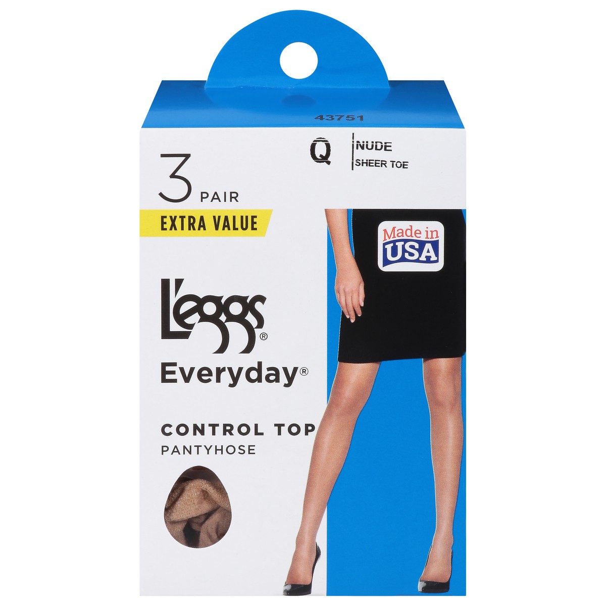 slide 6 of 12, L'eggs Everyday Nude Control Top Pantyhose Q Extra Value 3 ea, 3 ct