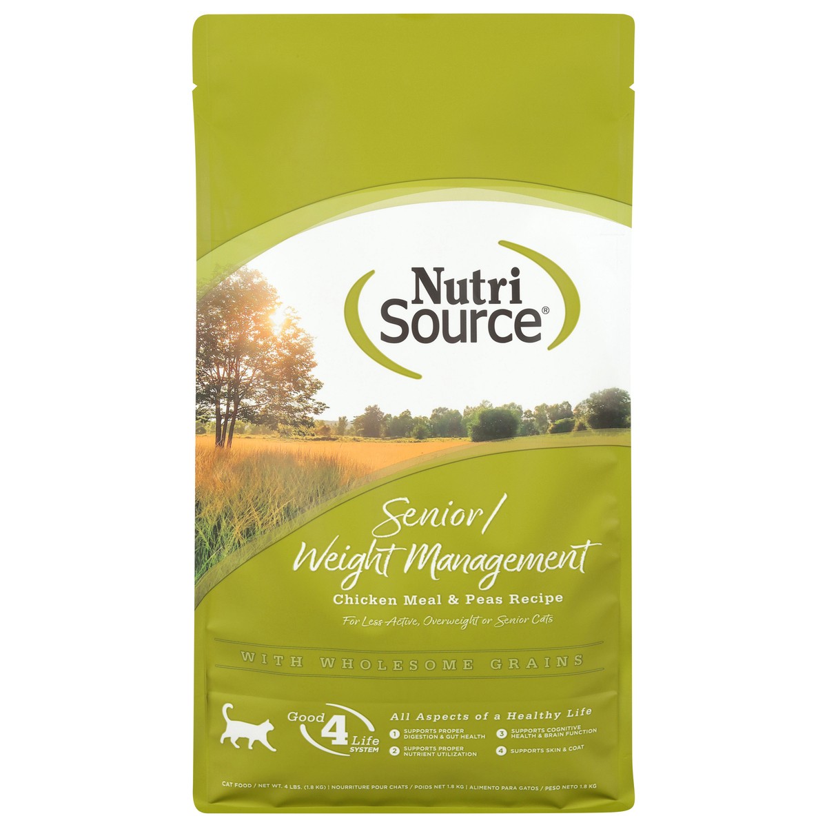 slide 10 of 15, NutriSource Weight Management Senior Chicken Meal & Peas Recipe Cat Food 4 lb, 4 lb