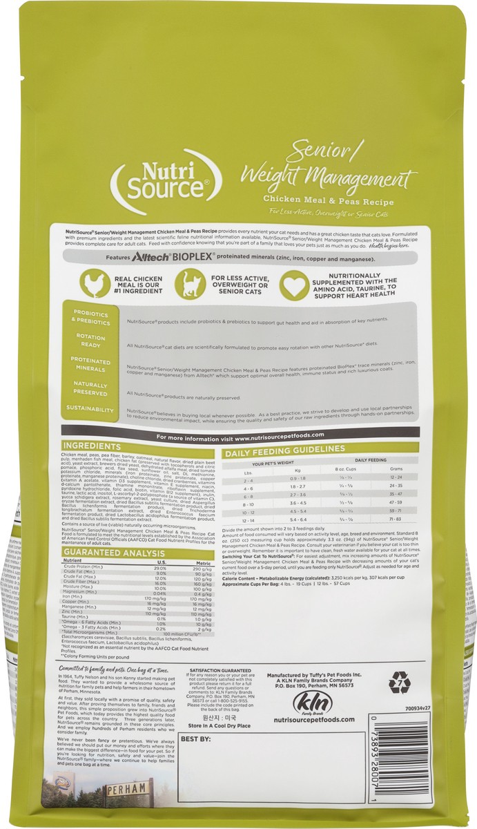slide 15 of 15, NutriSource Weight Management Senior Chicken Meal & Peas Recipe Cat Food 4 lb, 4 lb