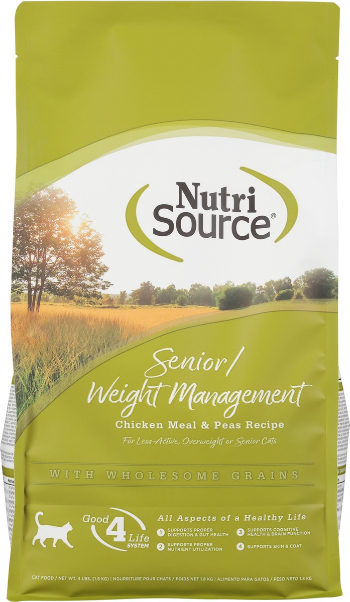 slide 6 of 15, NutriSource Weight Management Senior Chicken Meal & Peas Recipe Cat Food 4 lb, 4 lb