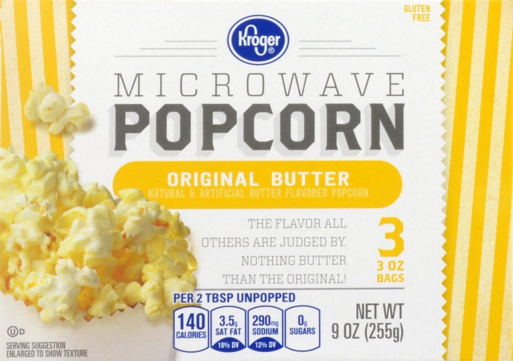 slide 1 of 1, Kroger Microwave Popcorn - Original Butter, 9 oz