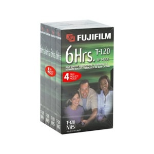 slide 1 of 1, Fujifilm 6-Hour T-120 Multi-Purpose High Quality Video Cassette Pack, 4 ct