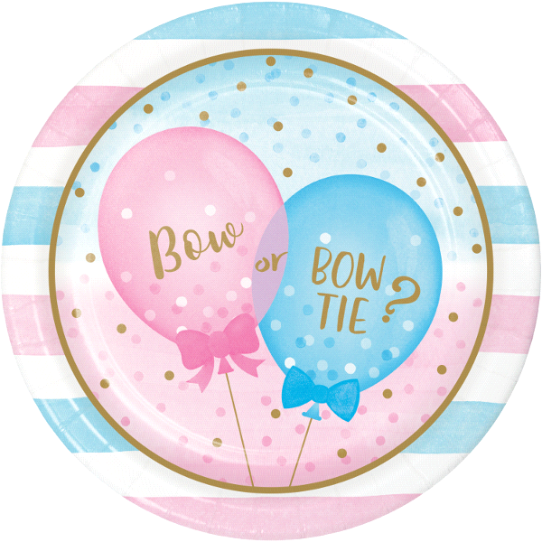 slide 1 of 1, Creative Converting Gender Reveal Balloons Dinner Plate, 8 ct