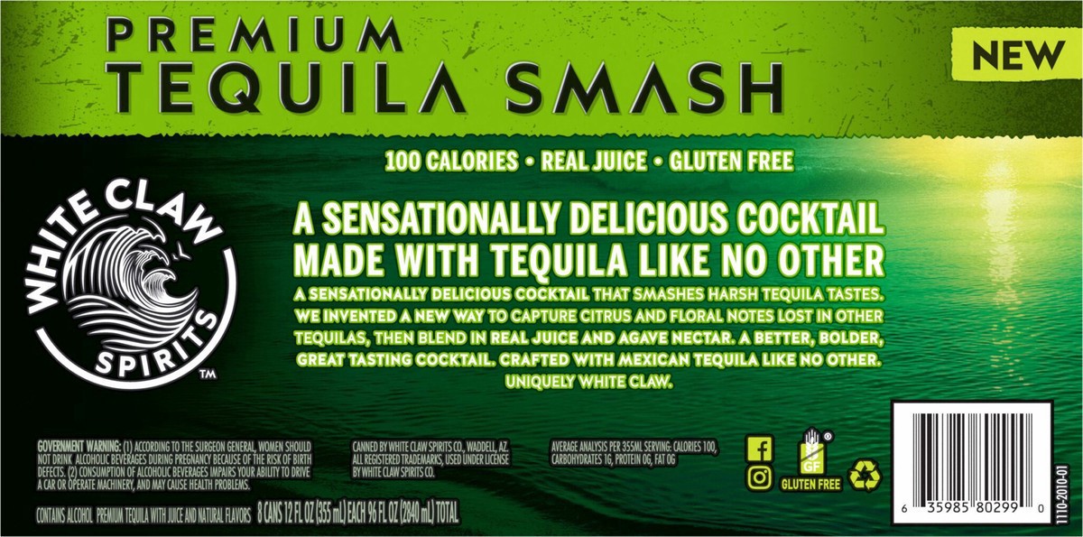 slide 4 of 12, White Claw Spirits Tequila Smash 8 Pack, 8 ct; 12 oz