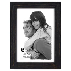 Malden Black Distressed Linear 5x7 Photo Frame