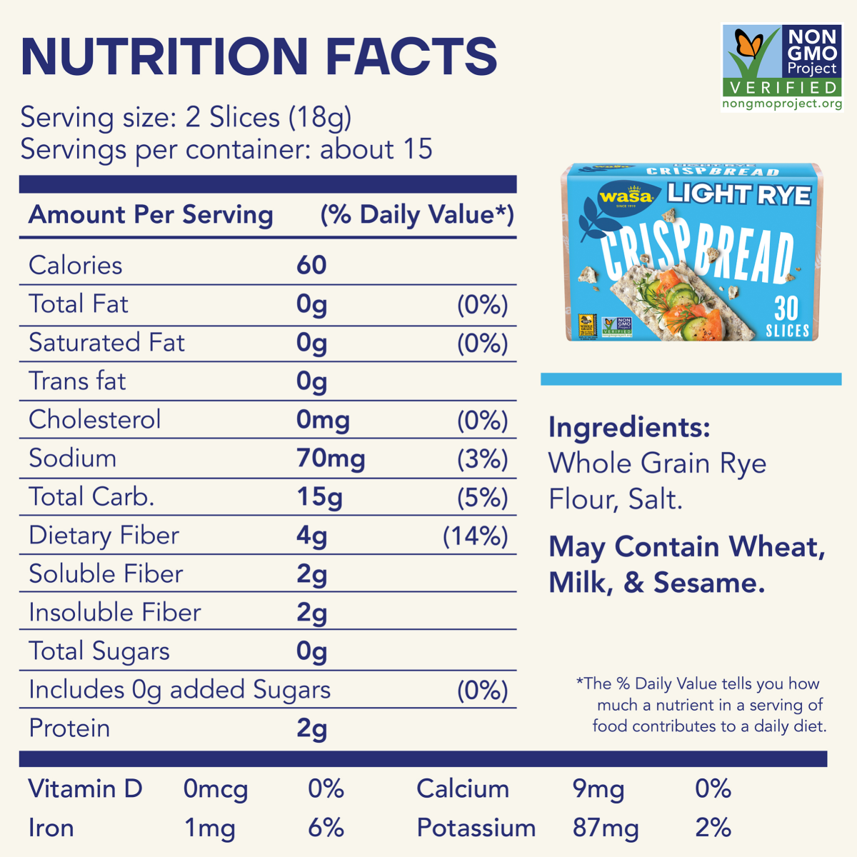 slide 8 of 29, Wasa Light Rye Swedish Style Crispbread, 9.5 oz