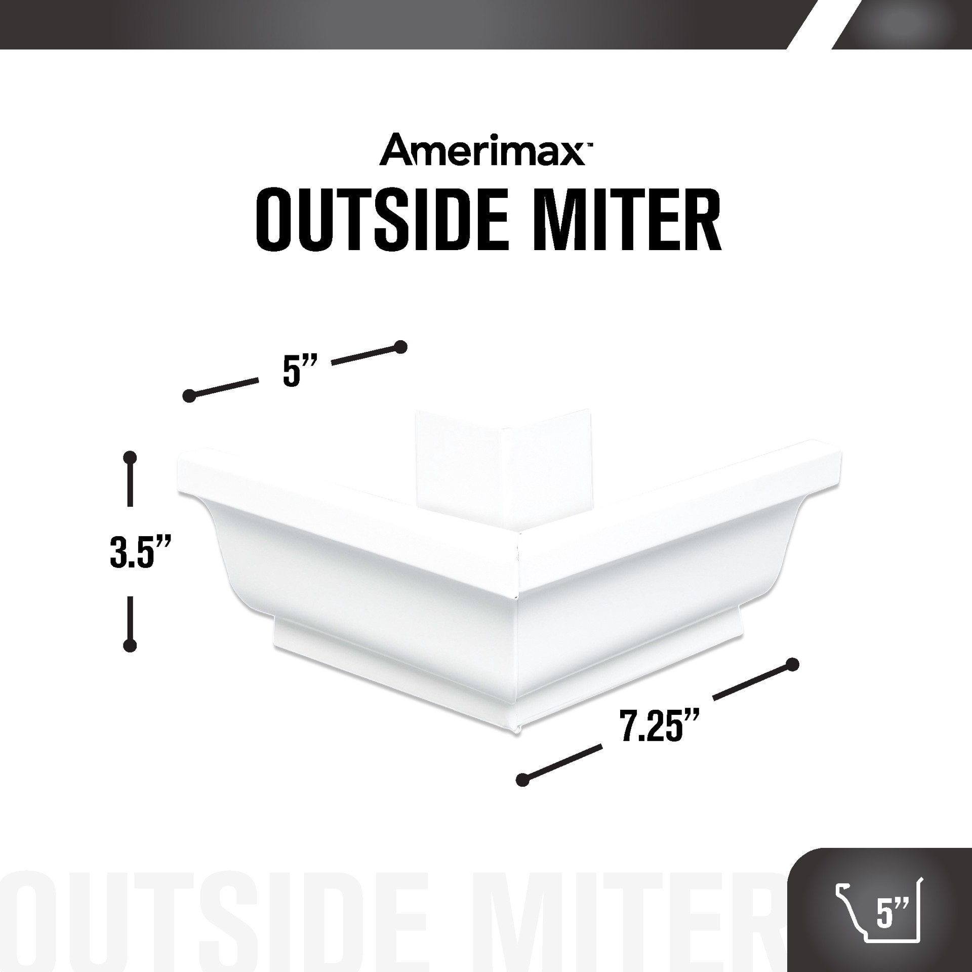 slide 2 of 5, Amerimax Professional Grade 5-in x 7.5-in White Aluminum K style Gutter outside corner, 1 ct