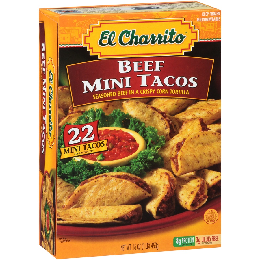 slide 2 of 8, El Charrito Beef Mini Taco, 22 ct; 16 oz