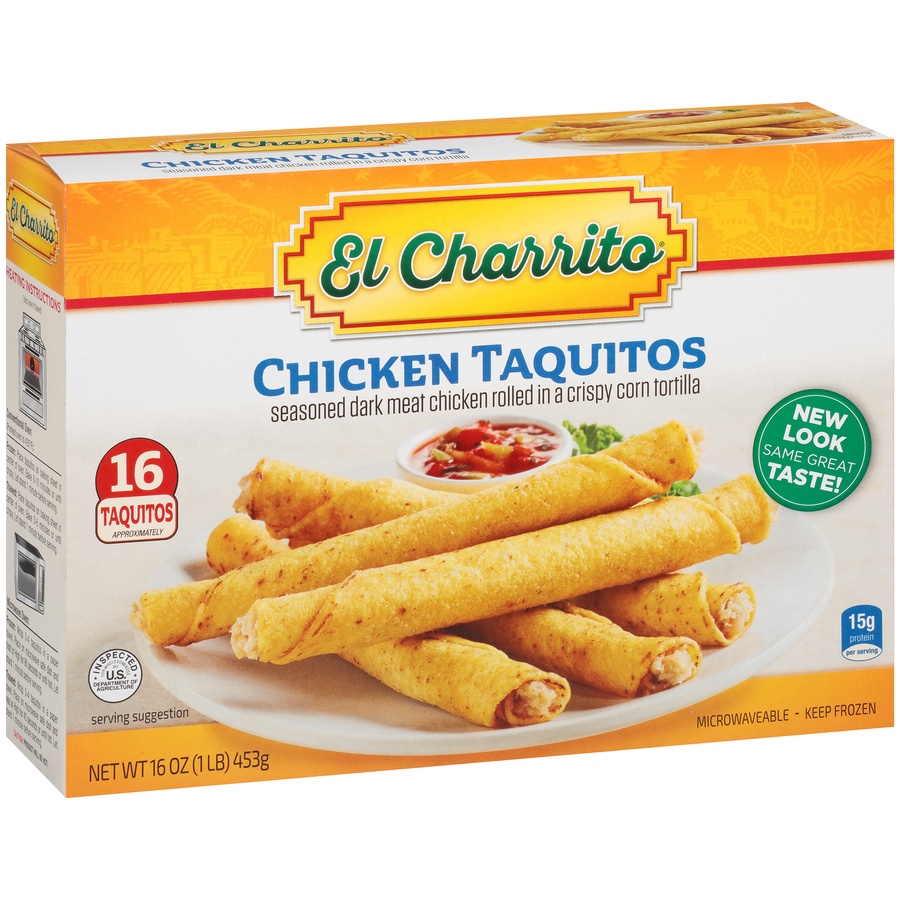 slide 2 of 8, El Charrito Chicken Taquitos, 18 oz