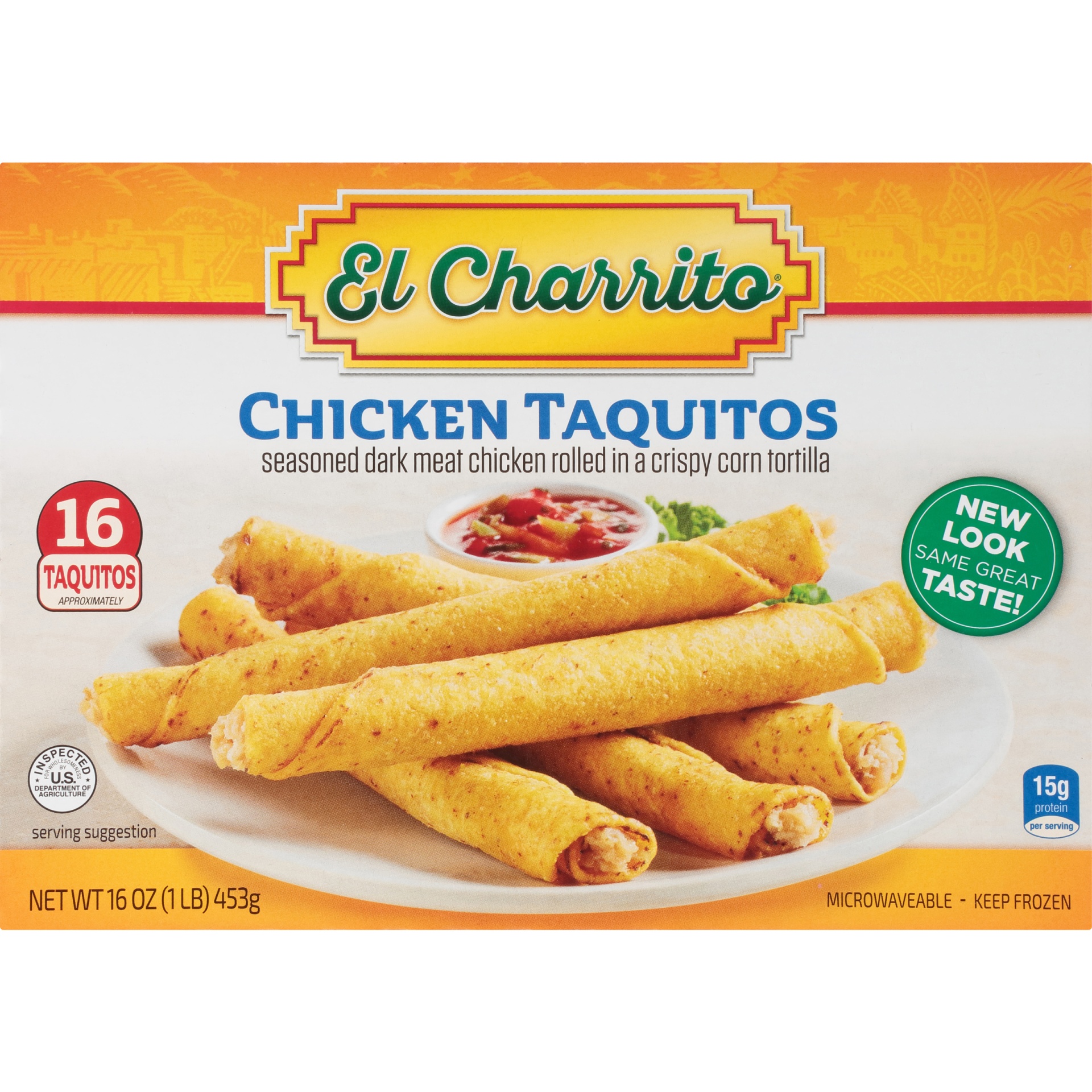 slide 6 of 8, El Charrito Chicken Taquitos, 18 oz