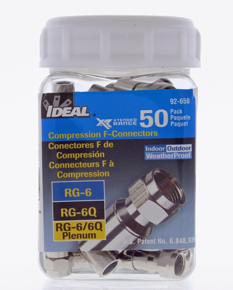 slide 2 of 6, IDEAL 50 -Pack Brass Compression F-connector, 1 ct