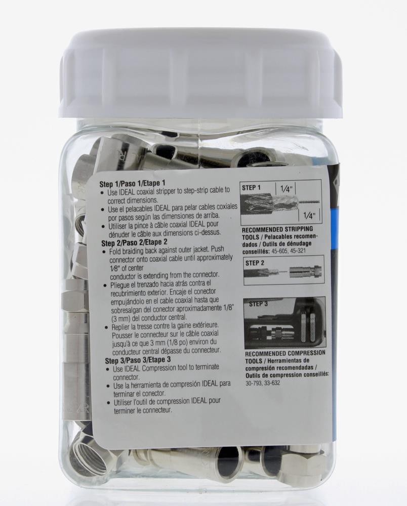 slide 3 of 6, IDEAL 50 -Pack Brass Compression F-connector, 1 ct