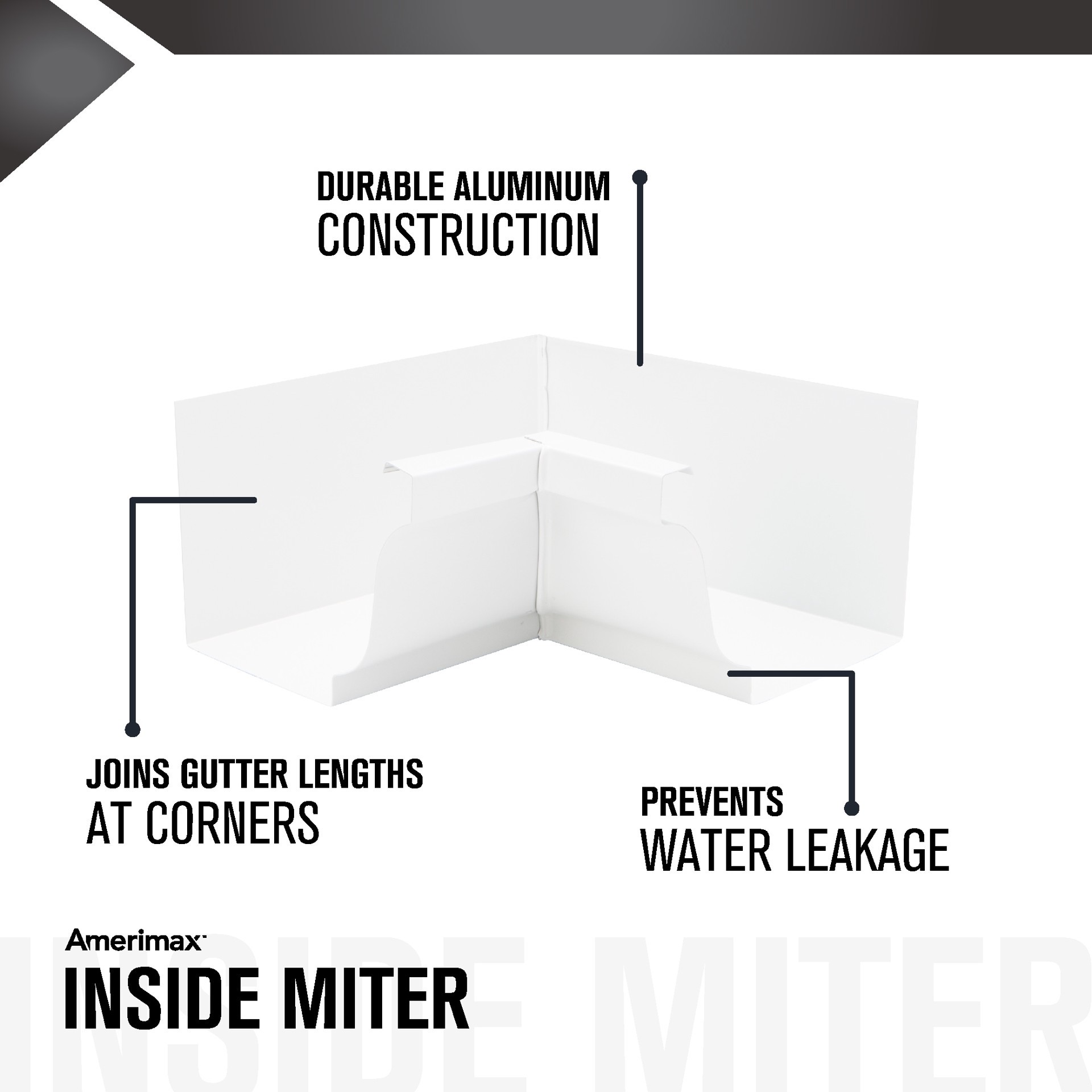 slide 2 of 5, Amerimax Professional Grade 5-in x 7.5-in White Aluminum K style Gutter inside corner, 1 ct
