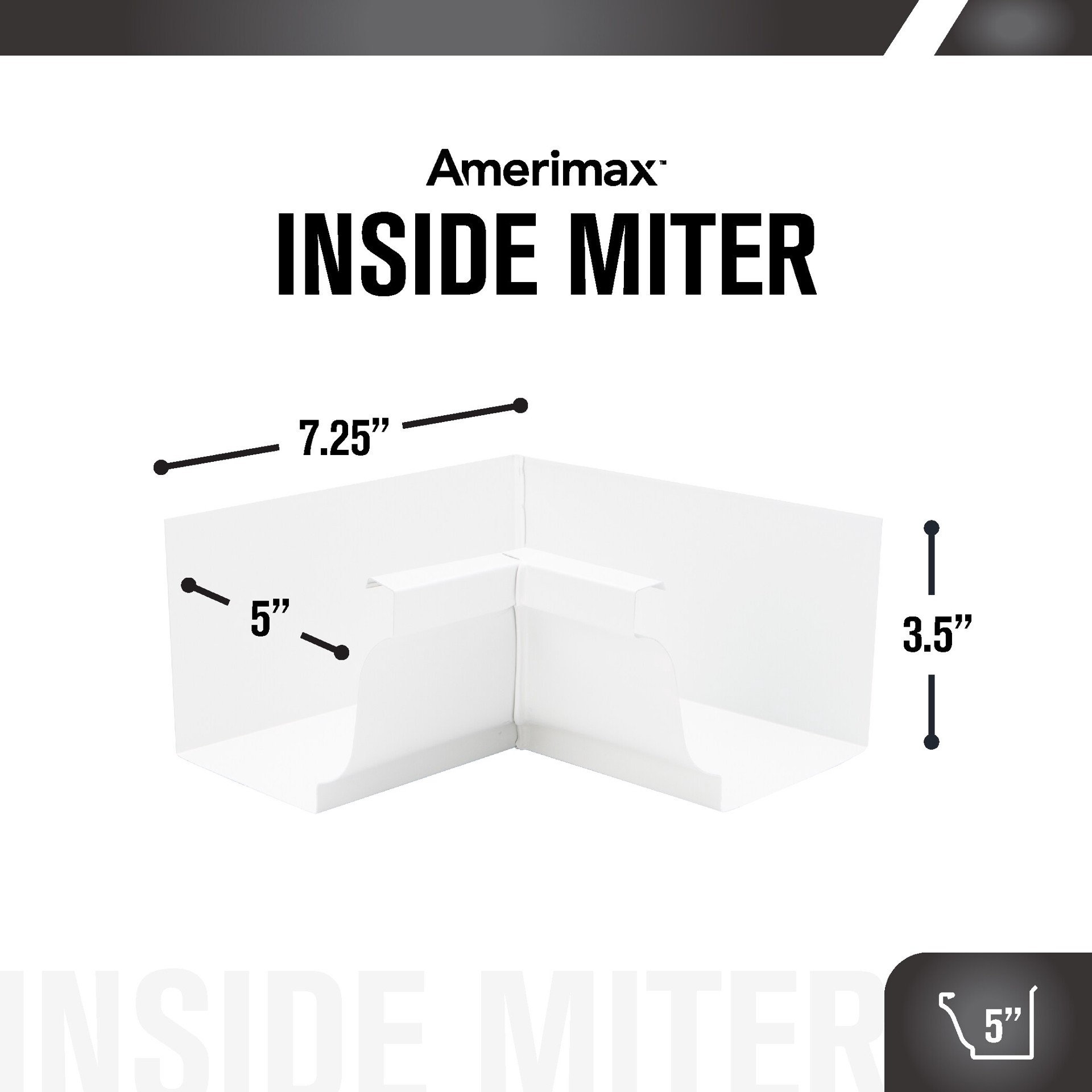 slide 3 of 5, Amerimax Professional Grade 5-in x 7.5-in White Aluminum K style Gutter inside corner, 1 ct