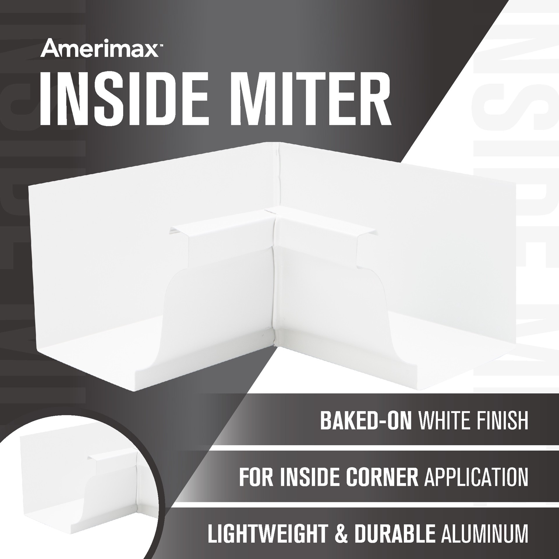 slide 4 of 5, Amerimax Professional Grade 5-in x 7.5-in White Aluminum K style Gutter inside corner, 1 ct