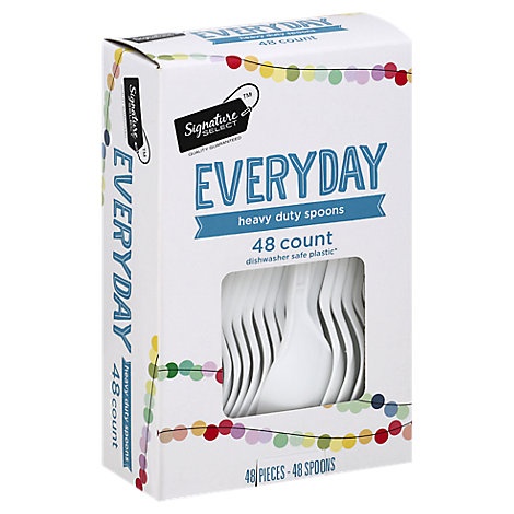 slide 1 of 1, Signature Select Spoons Plastic Everyday Heavy Duty Box, 48 ct