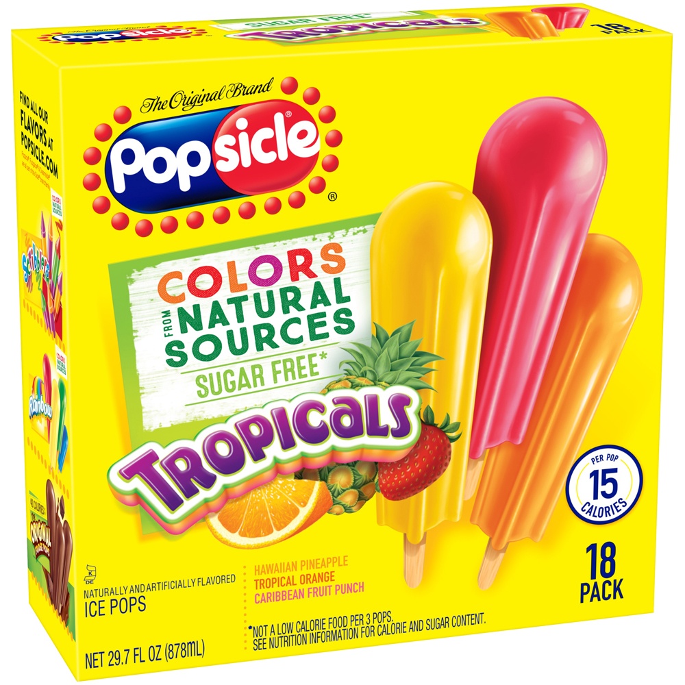 slide 2 of 5, Popsicle Ice Pops Tropicals, 29.7 oz, 18 Count , 20 ct