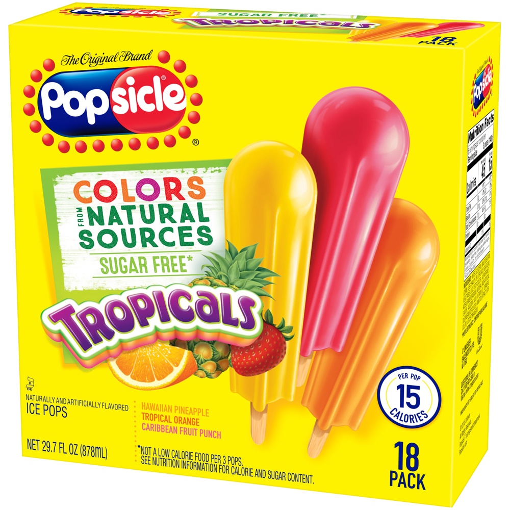 slide 3 of 5, Popsicle Ice Pops Tropicals, 29.7 oz, 18 Count , 20 ct