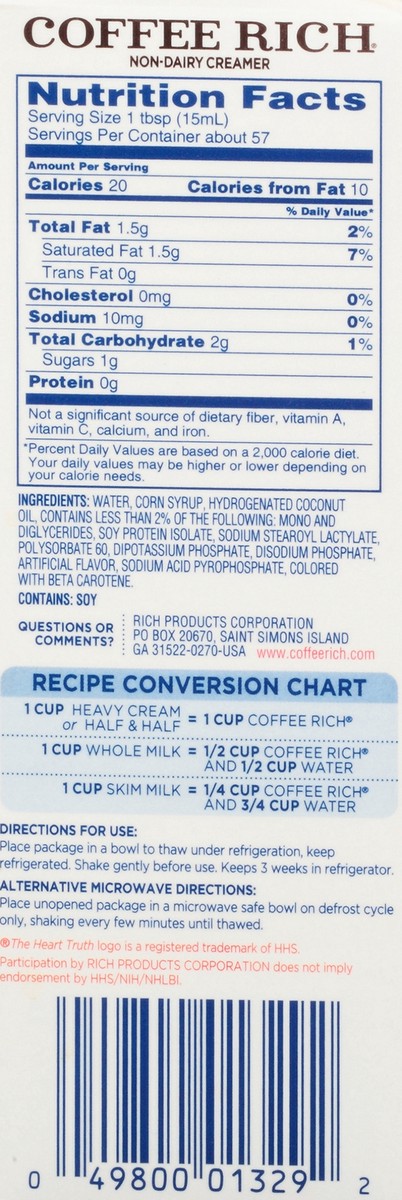 slide 8 of 9, Coffee Rich Original Non-Dairy Creamer 32 fl. oz. Carton, 32 fl oz