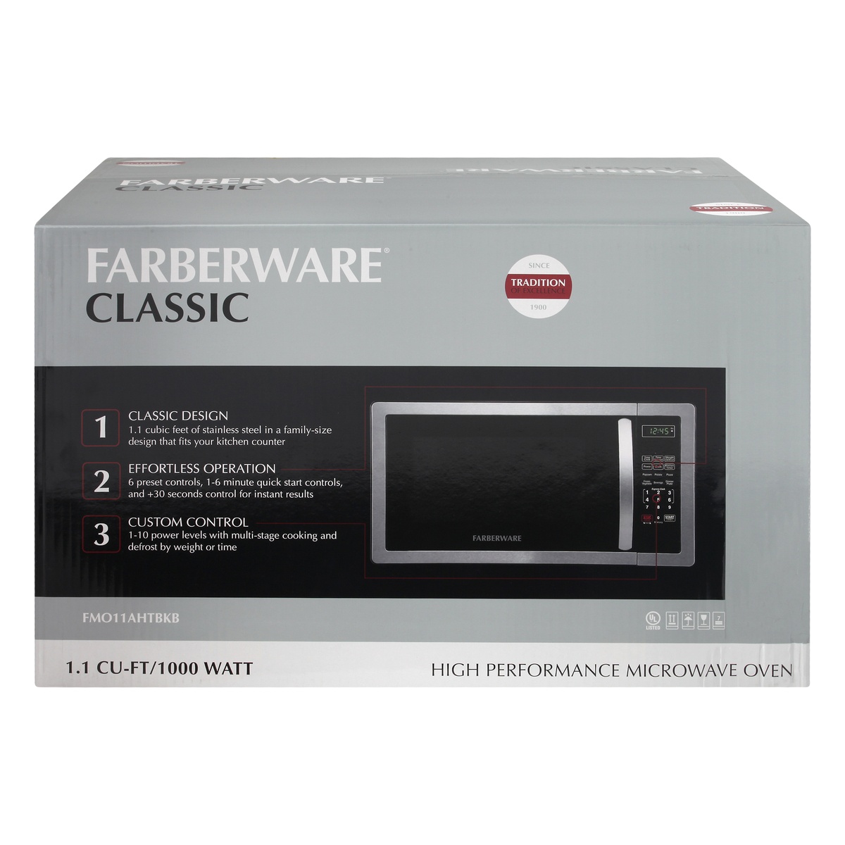 Farberware 1.1 Cu. Ft. 1000-Watt Microwave Oven, Stainless Steel