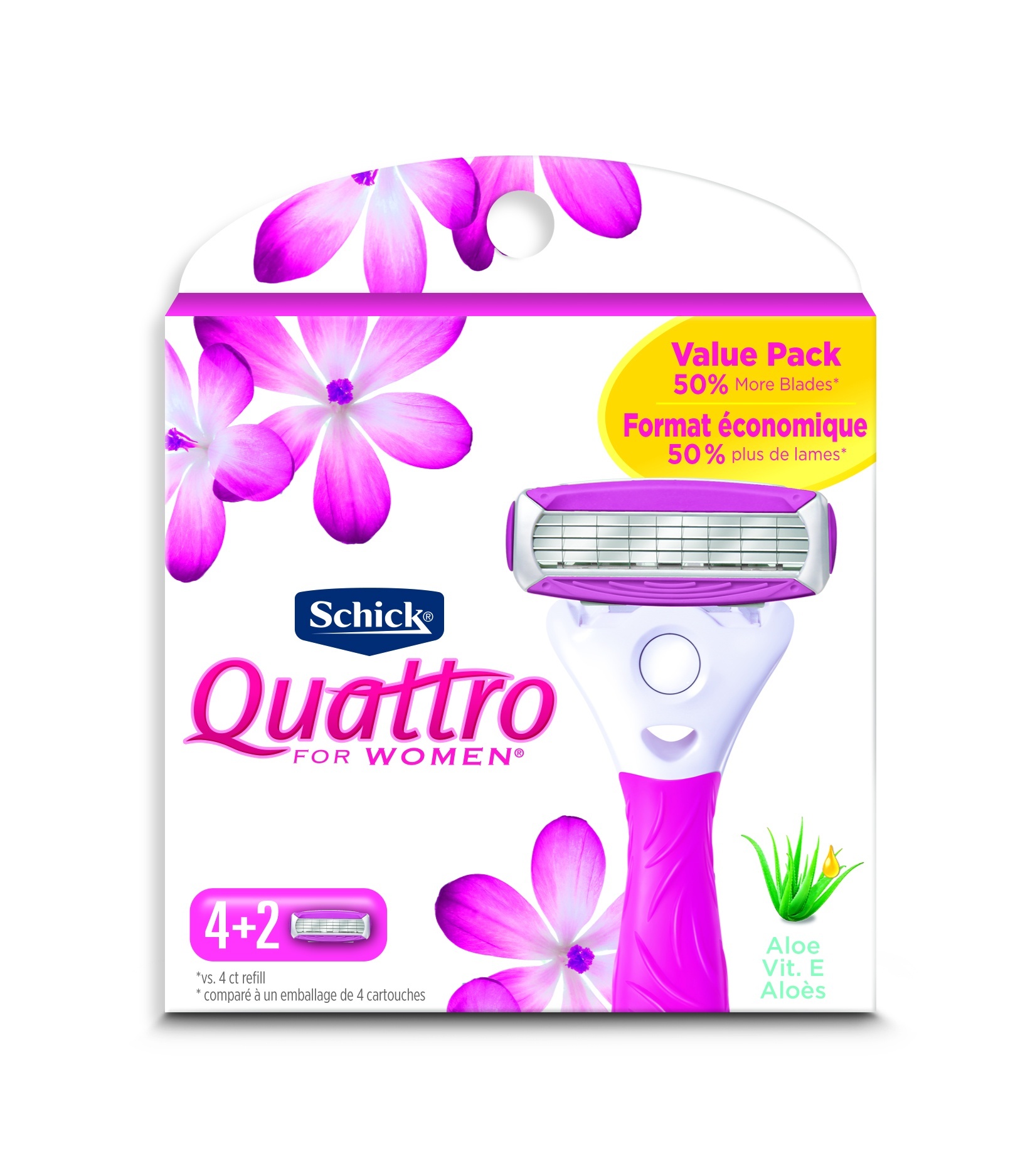 slide 1 of 1, Schick Quattro For Women Blade Refill Value Pack, 6 ct