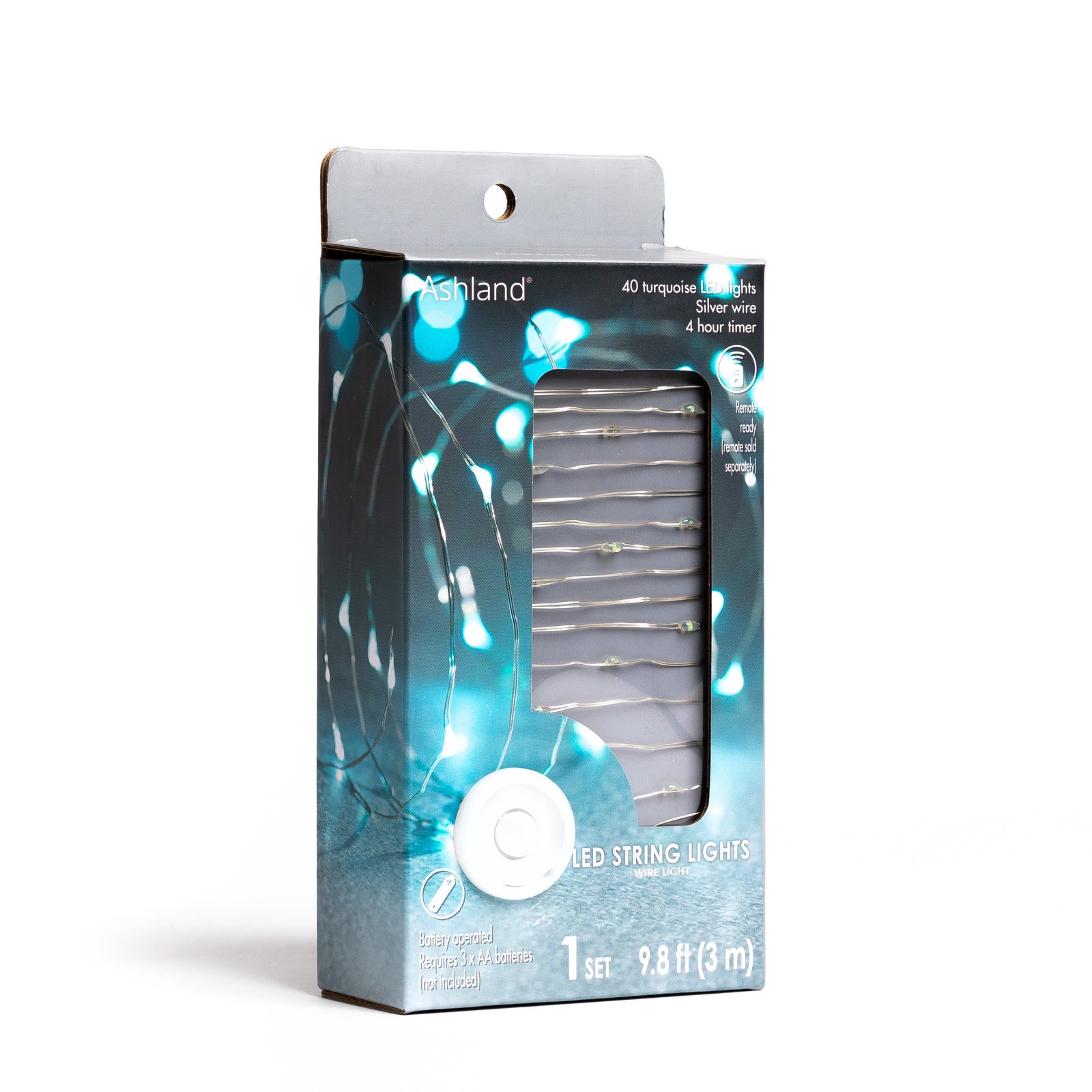 slide 4 of 4, 40ct. Turquoise Silver Wire Led String Lights By Ashland, 40 ct