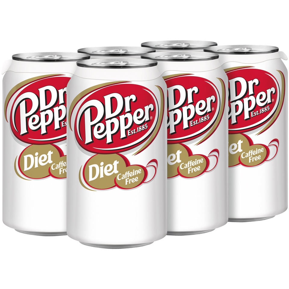 slide 2 of 3, Dr Pepper Caffeine Free Diet Soda, 6 ct; 12 fl oz