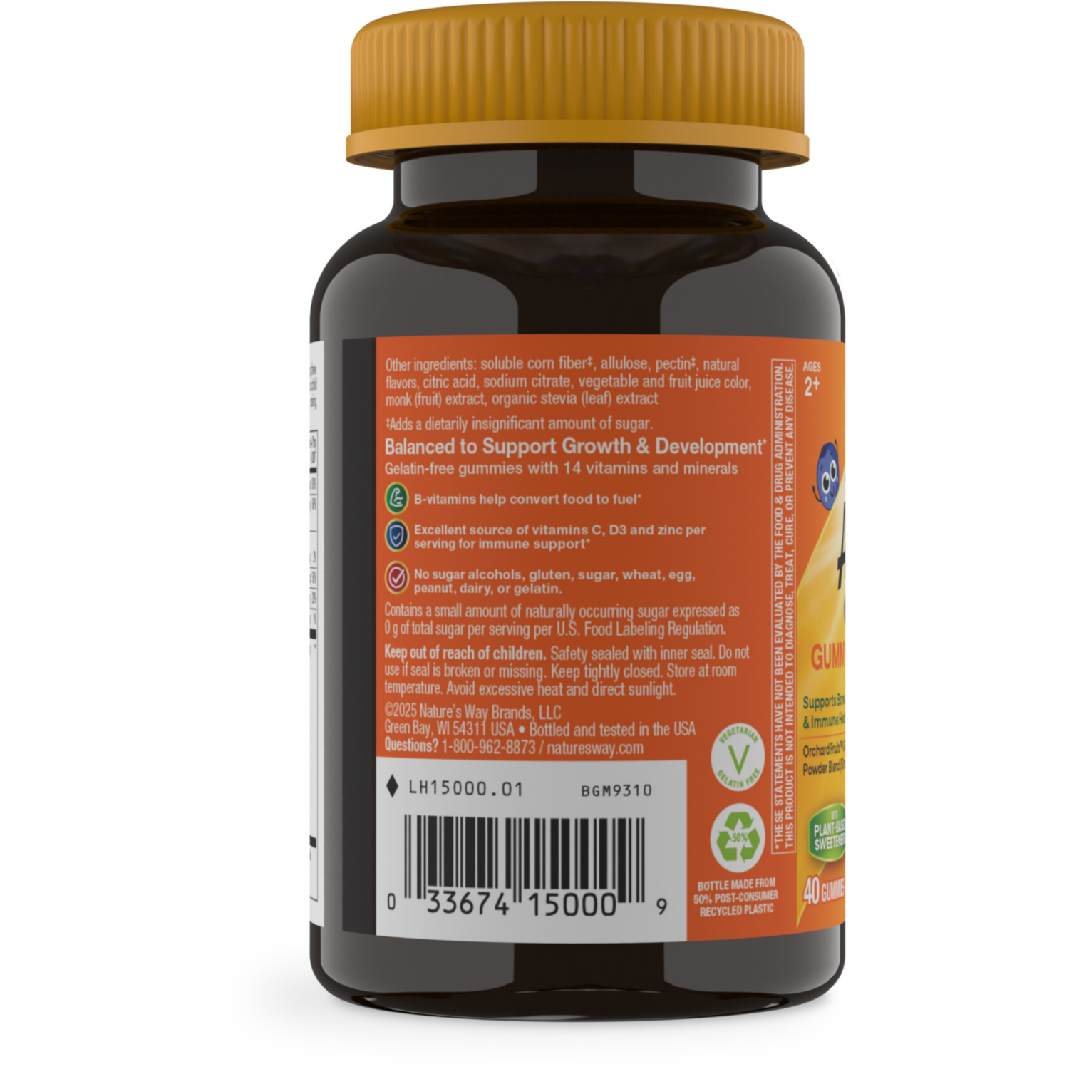 slide 2 of 5, Nature's Way Alive! Zero Sugar Kids Ages 2+ Berry-Citrus Flavored 50 mg Gummy Multivitamin 40 Gummies, 40 ct