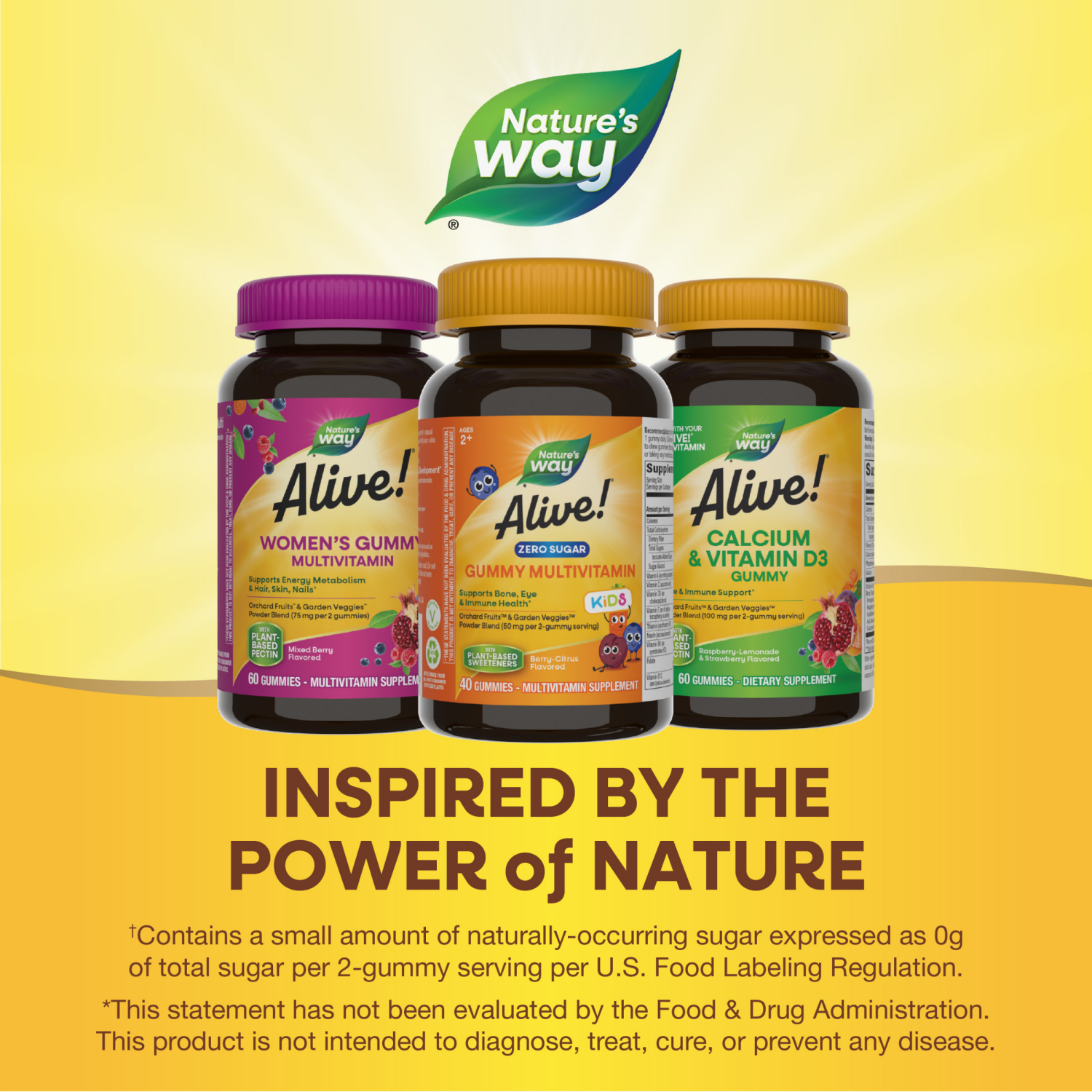 slide 4 of 5, Nature's Way Alive! Zero Sugar Kids Ages 2+ Berry-Citrus Flavored 50 mg Gummy Multivitamin 40 Gummies, 40 ct