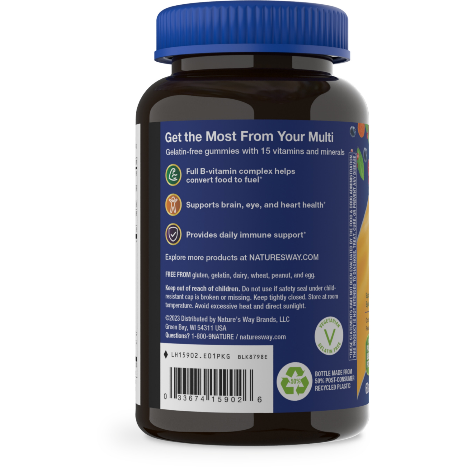 slide 2 of 5, Nature's Way Alive! 10 mg Men's 50+ Multivitamin Gummy with Superfood Antioxidants 60 Gummies, 60 ct