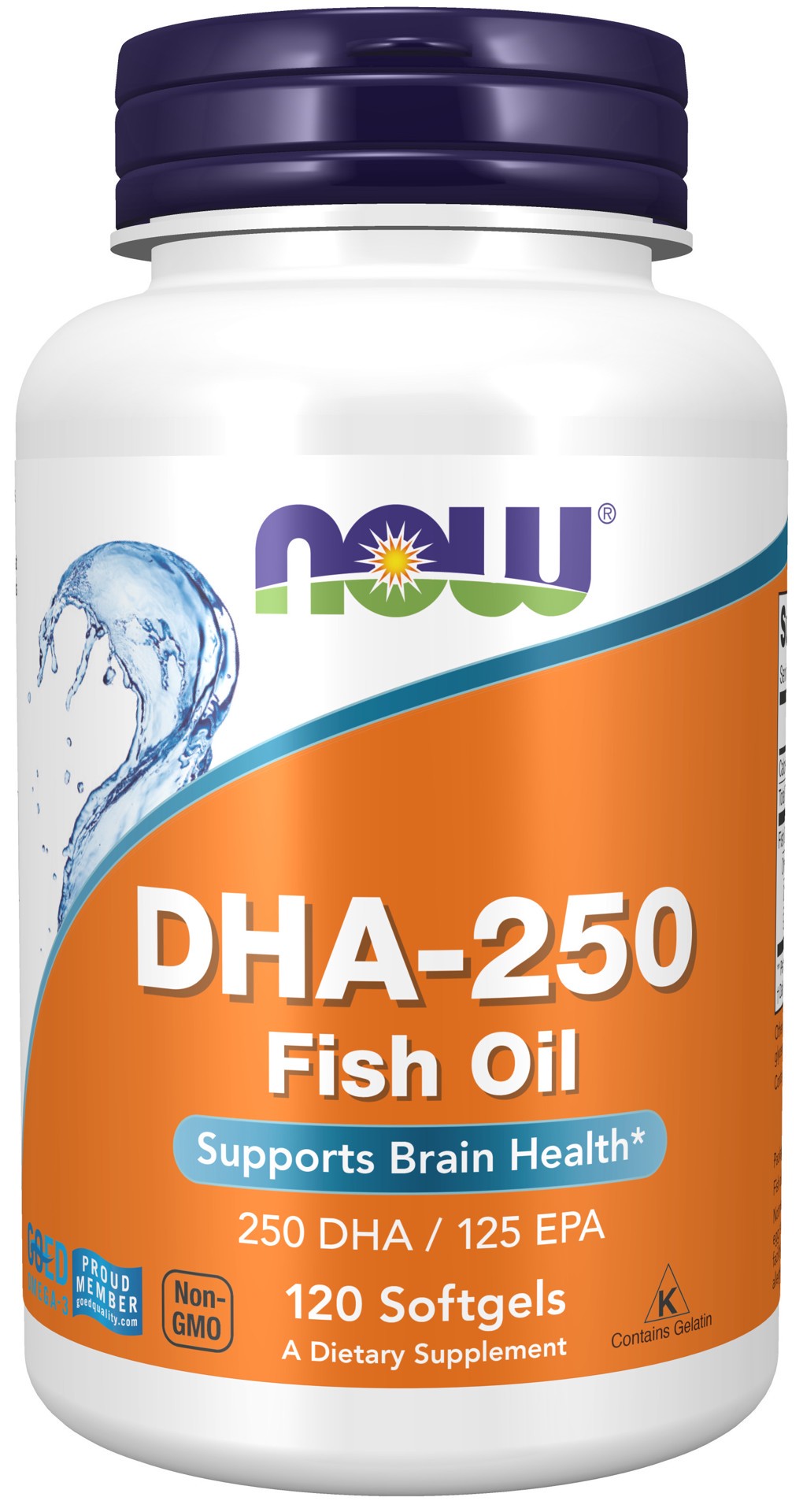 slide 1 of 4, NOW DHA-250 Fish Oil - 120 Softgels, 120 ct